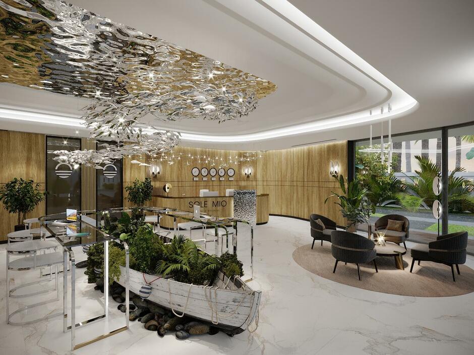 Разработка интерьеров ресторана и холла для отеля Sole Mio Boutique Hotel, Таиланд